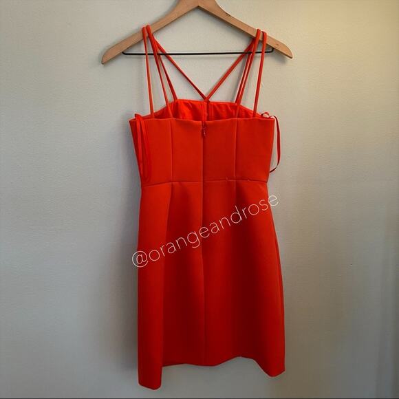 BCBGMAXAZRIA Red Sexy Mesh Strappy Cocktail Mini Dress Event 2 XS Party Dance - Picture 6 of 8